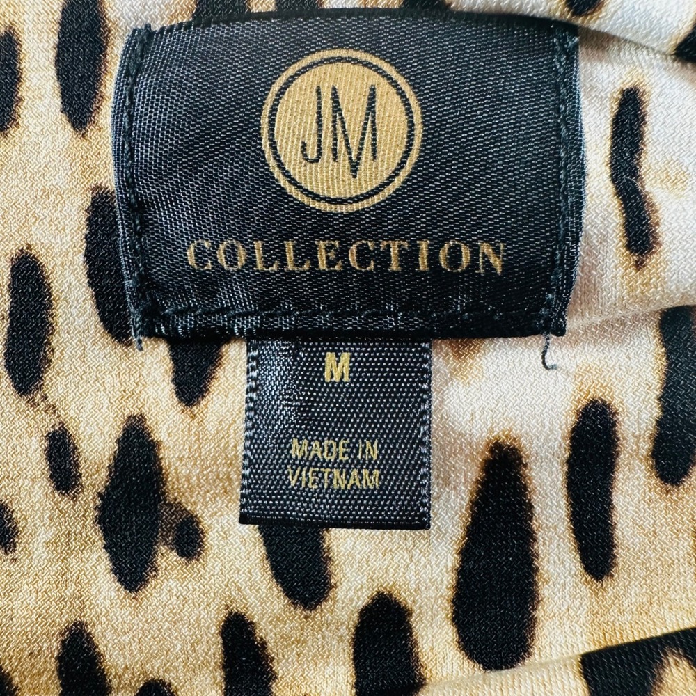 JM Collection Tunic Top Boho Maximalist Leopard Animal Print 3/4 Sleeve - Picture 7 of 7